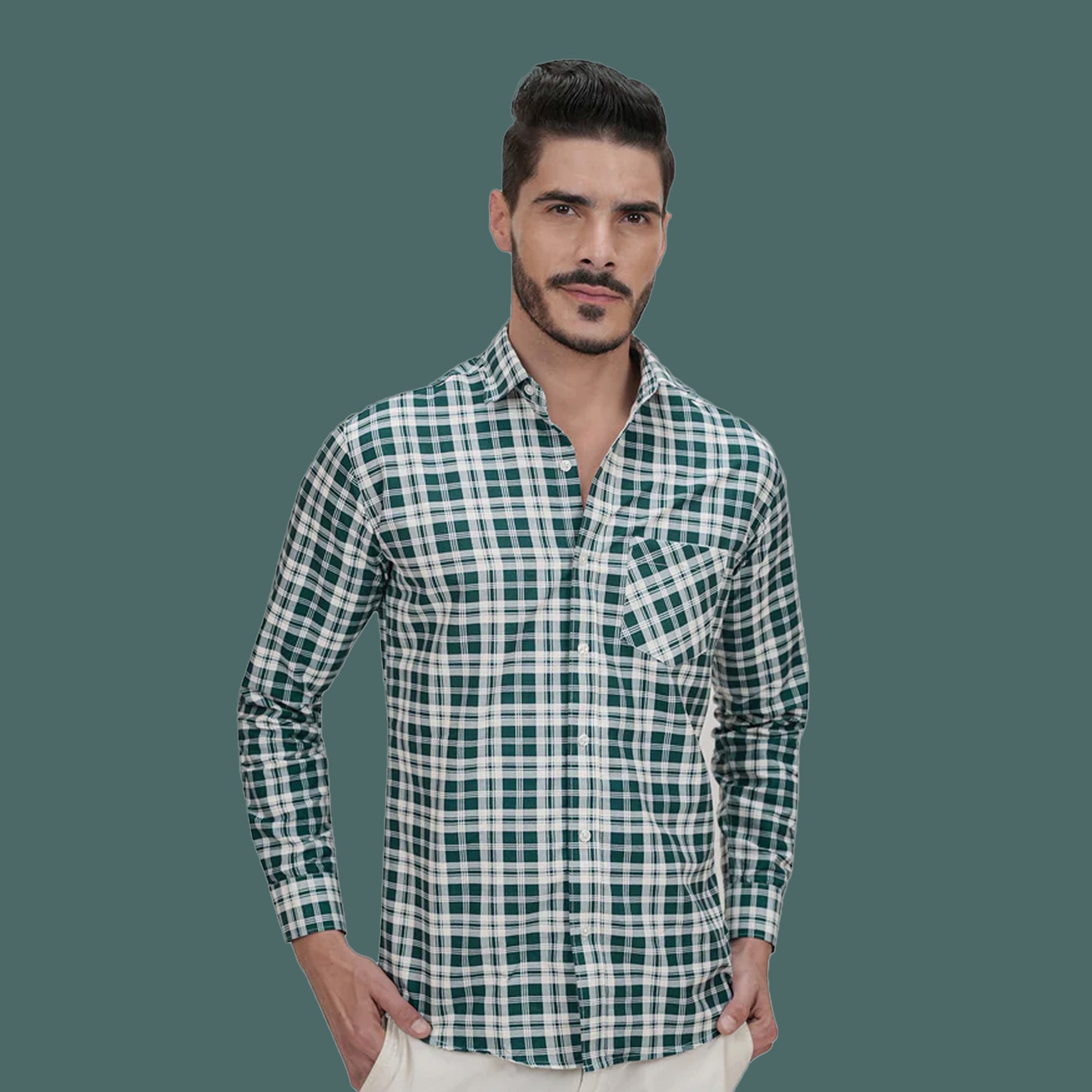 Checked Cotton Blend Blue Formal Shirt for Men