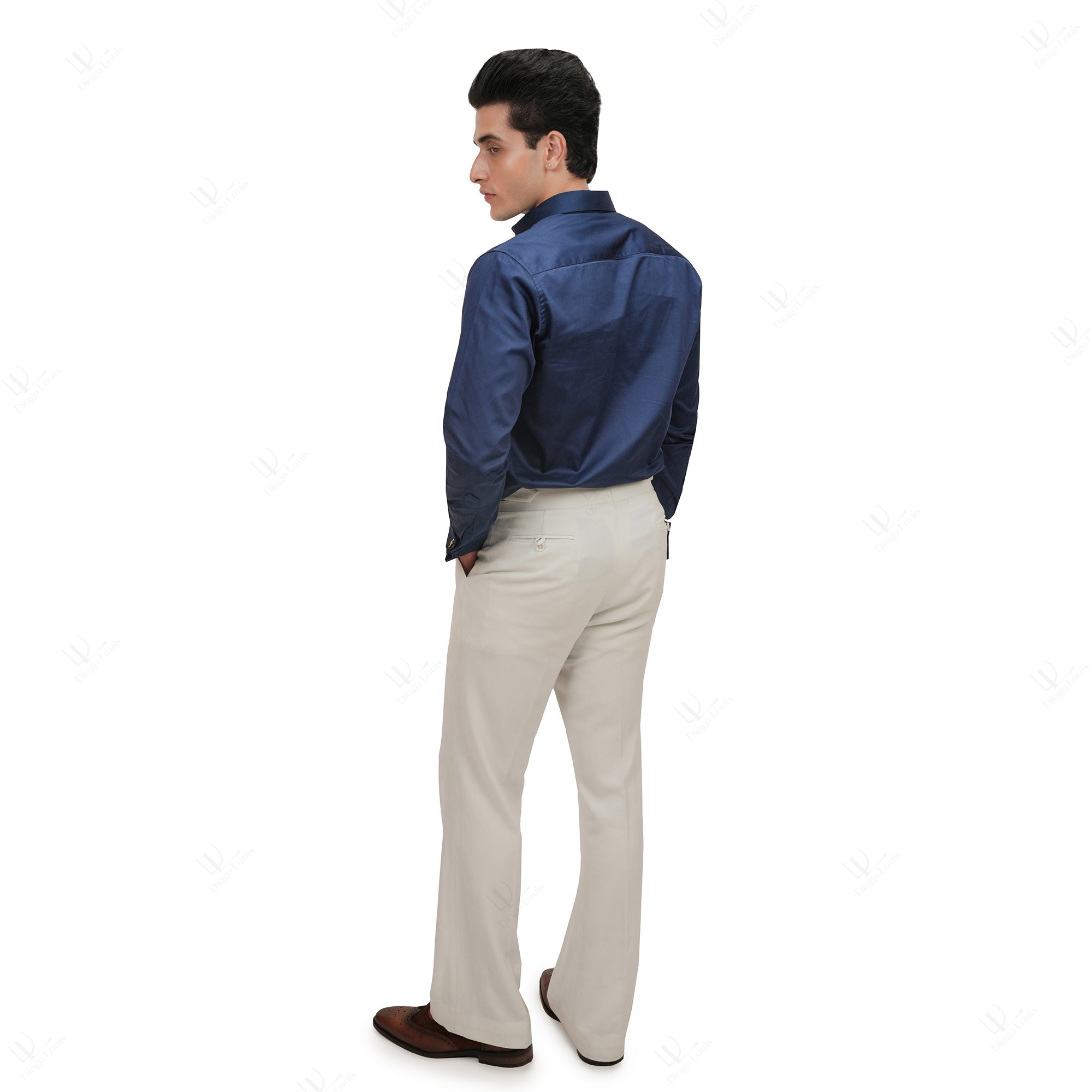 Premium Blue Plain Regular Fit Shirt with Cufflinks - 100% Cotton