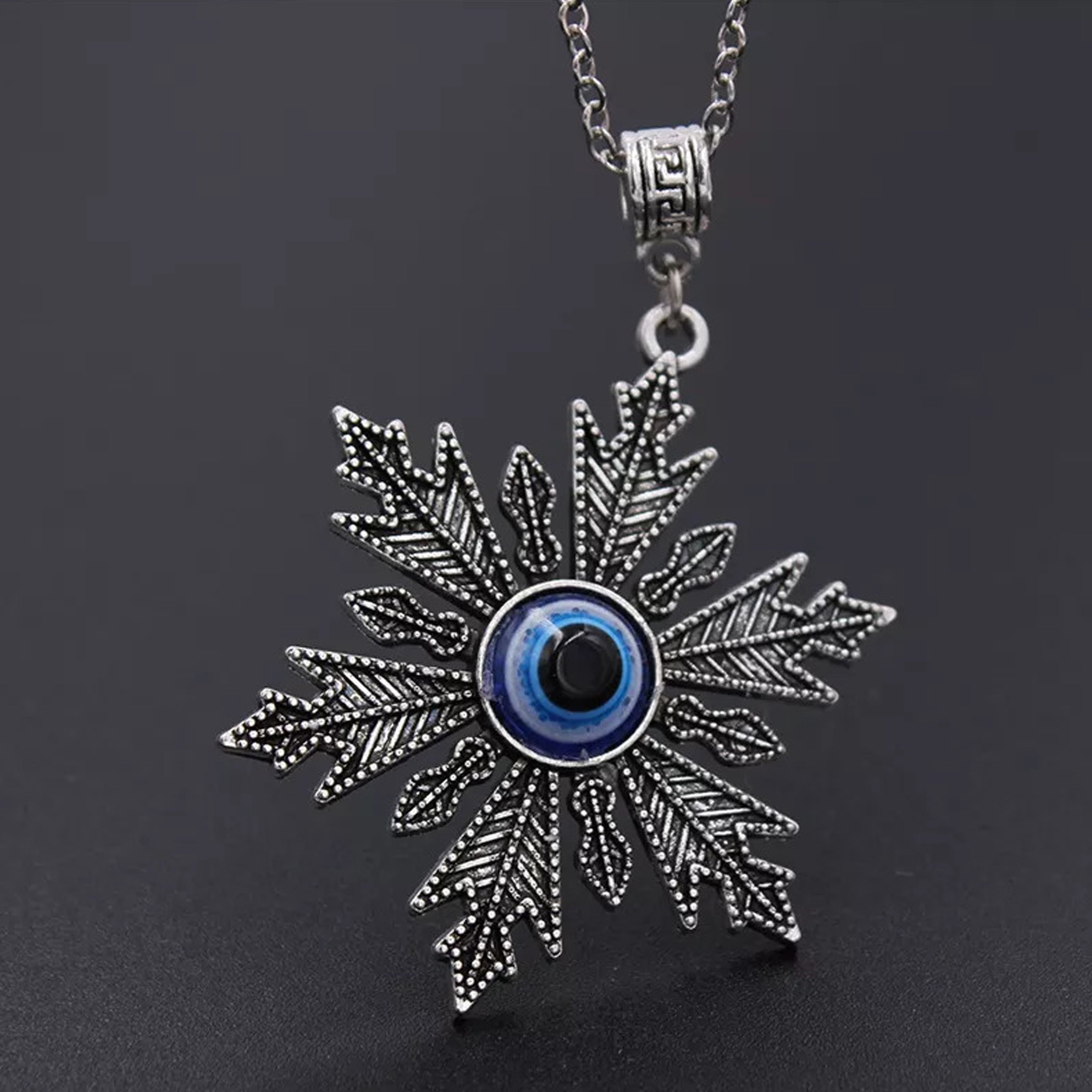 New Silver Evil Eye Leaf