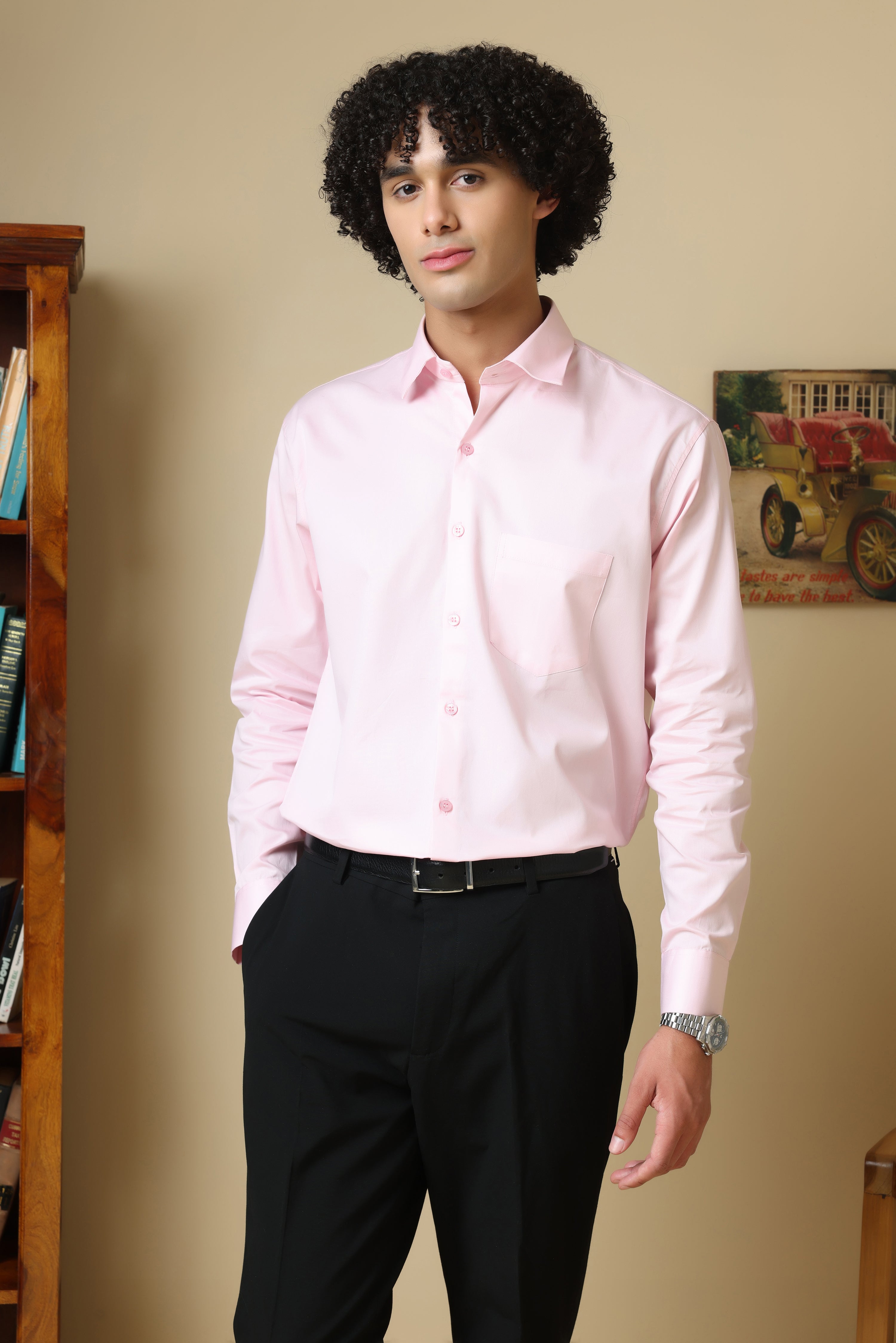 FORMAL light pink solid shirt for men