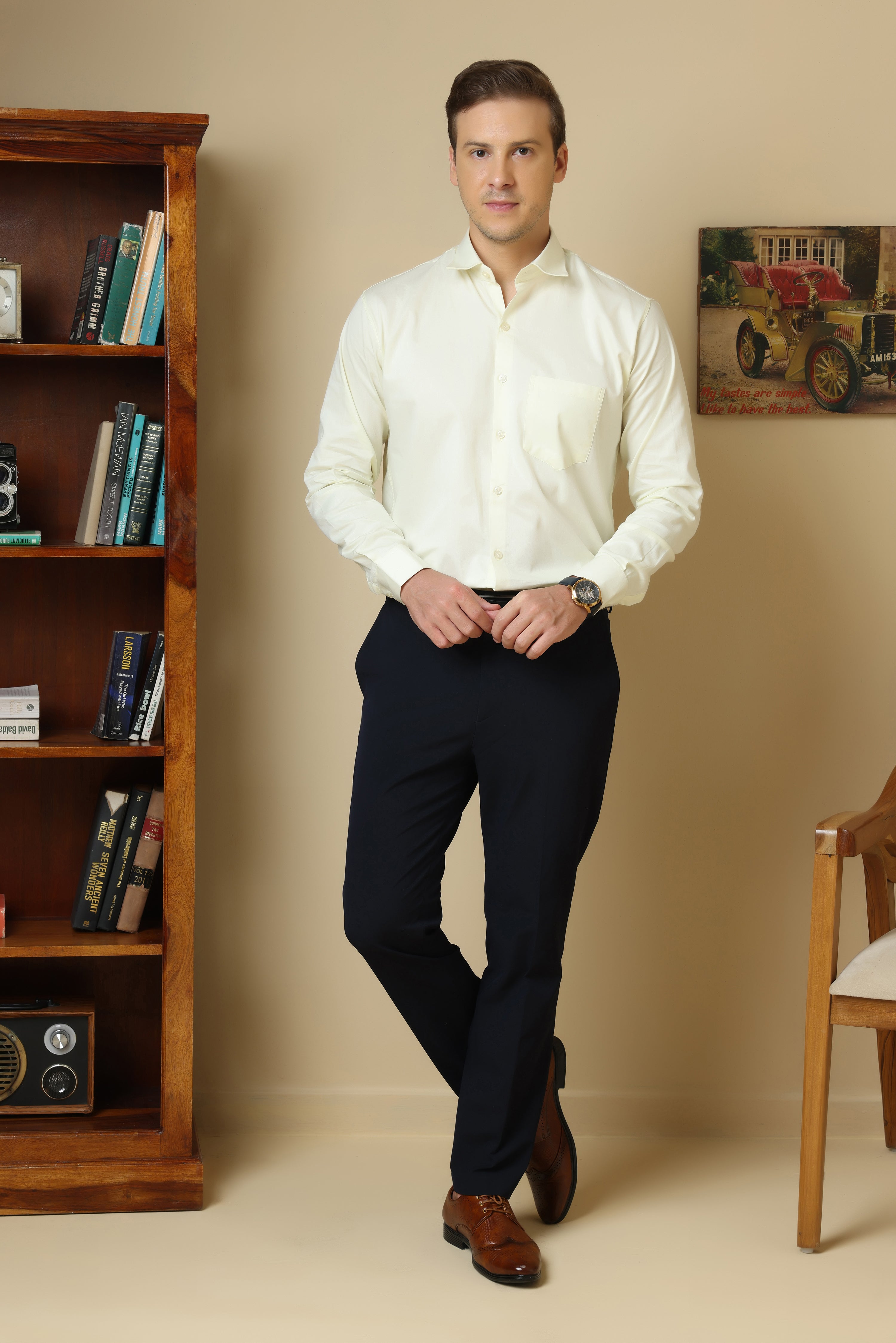 FORMAL light lemon solid shirt for men