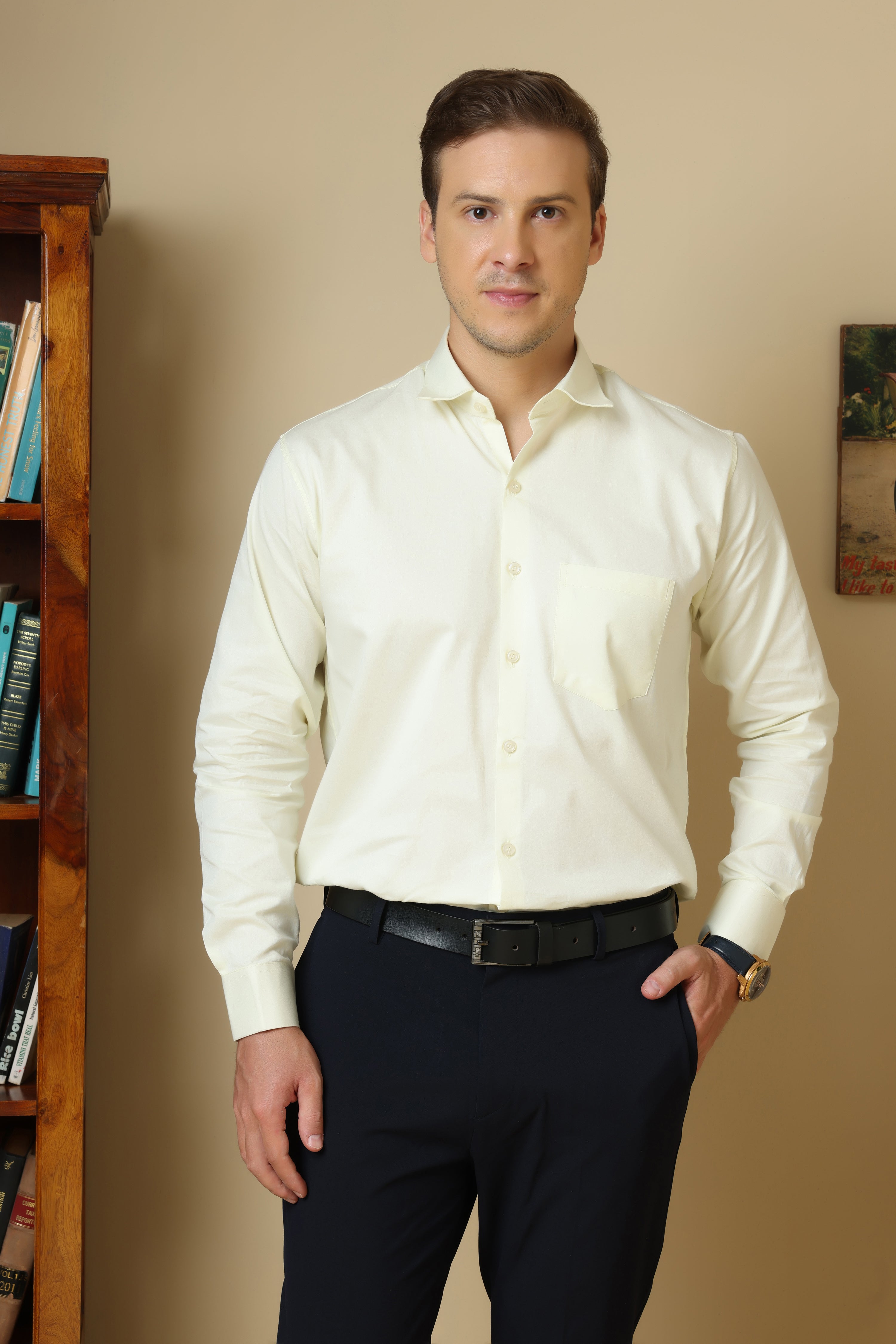 FORMAL light lemon solid shirt for men