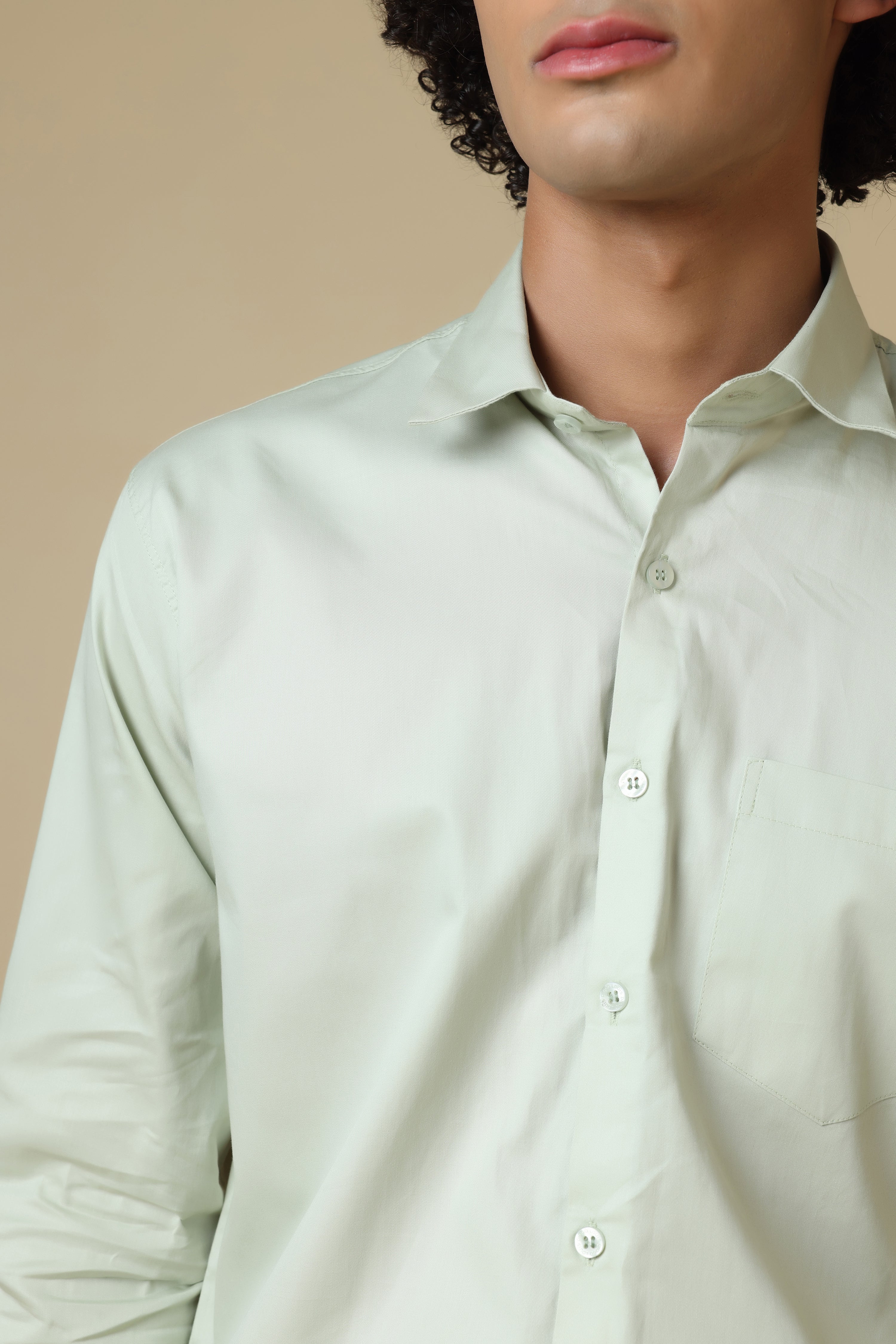 FORMAL Pista green solid shirt for men