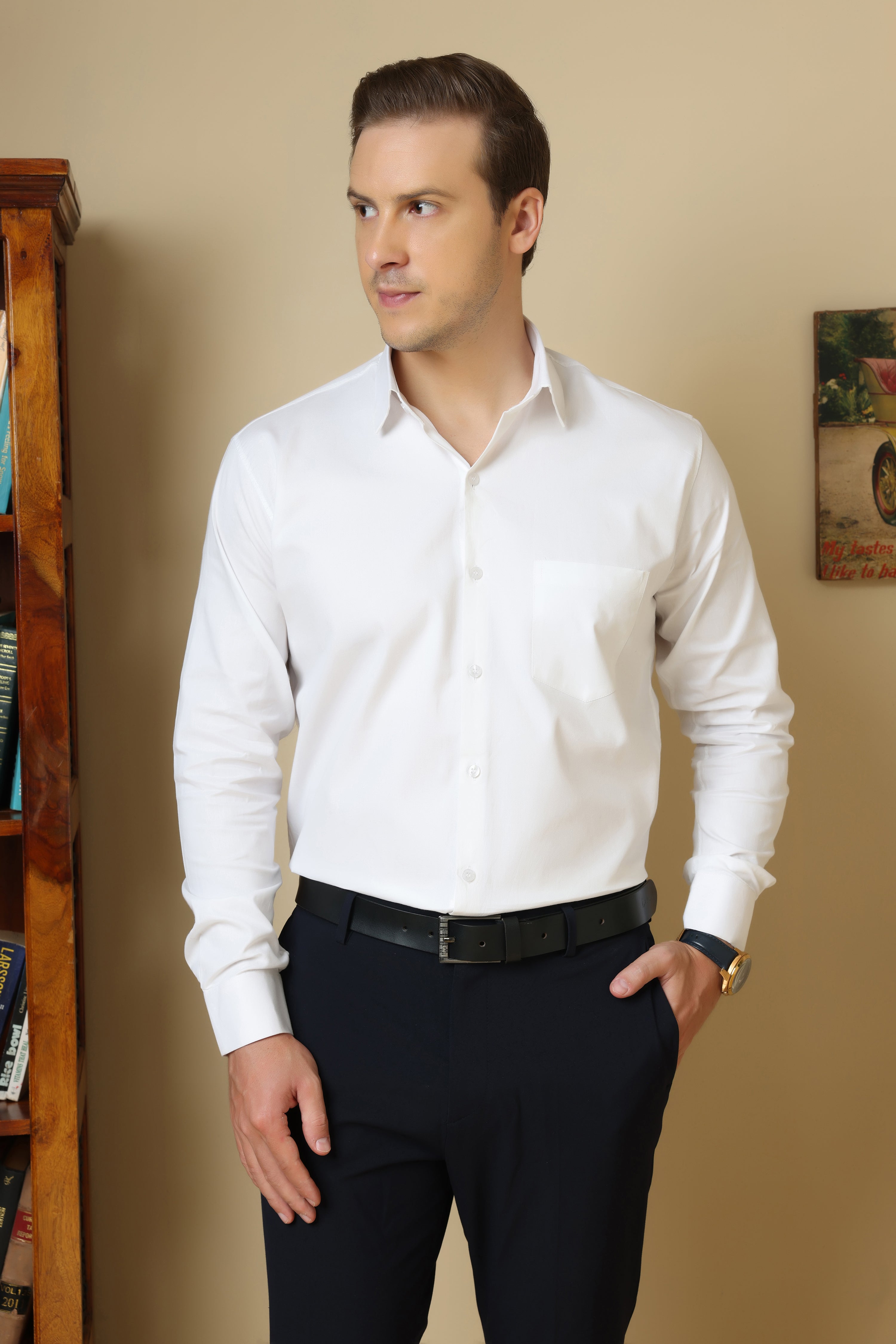 FORMAL white solid shirt for men