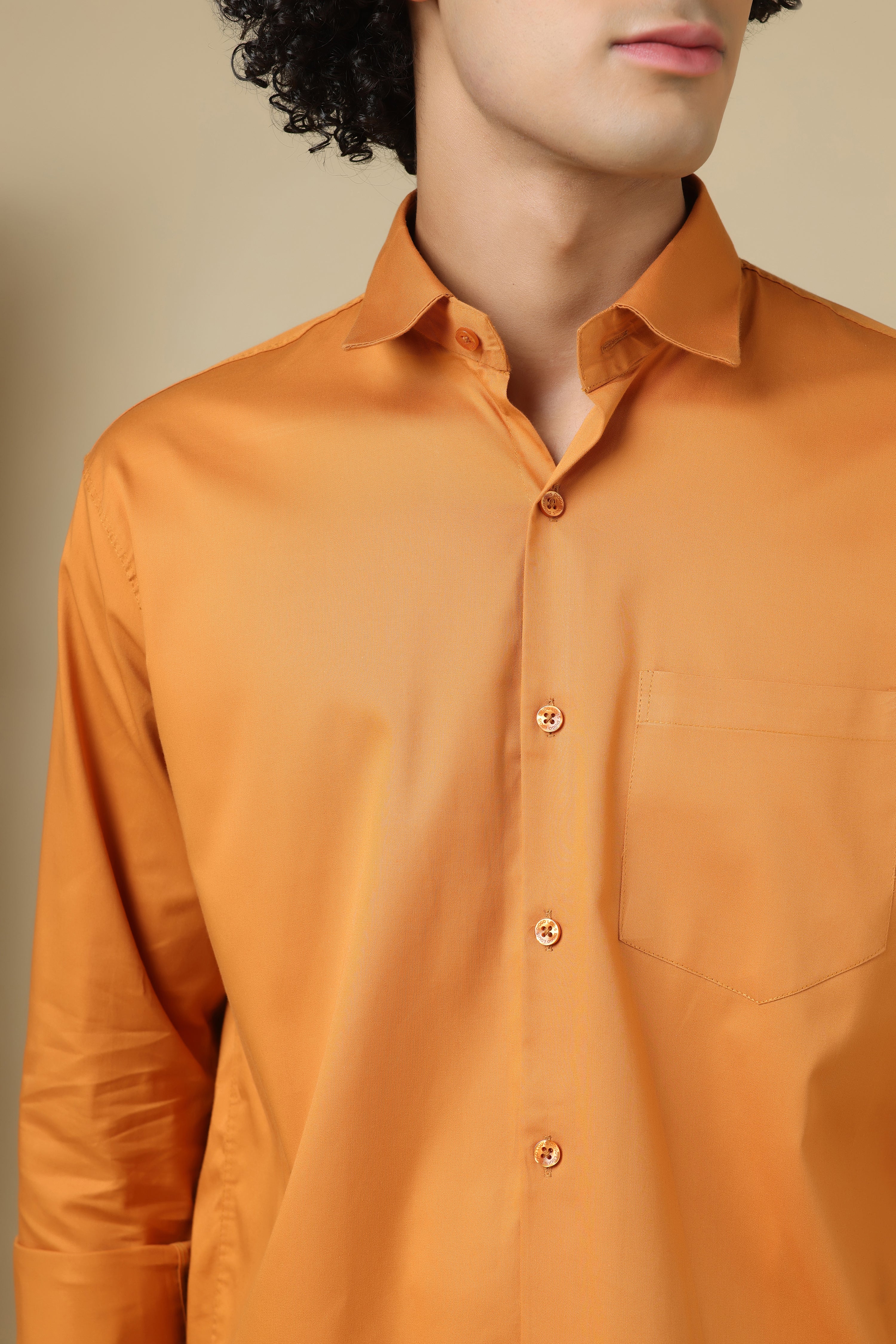 FORMAL Mustard solid shirt for men