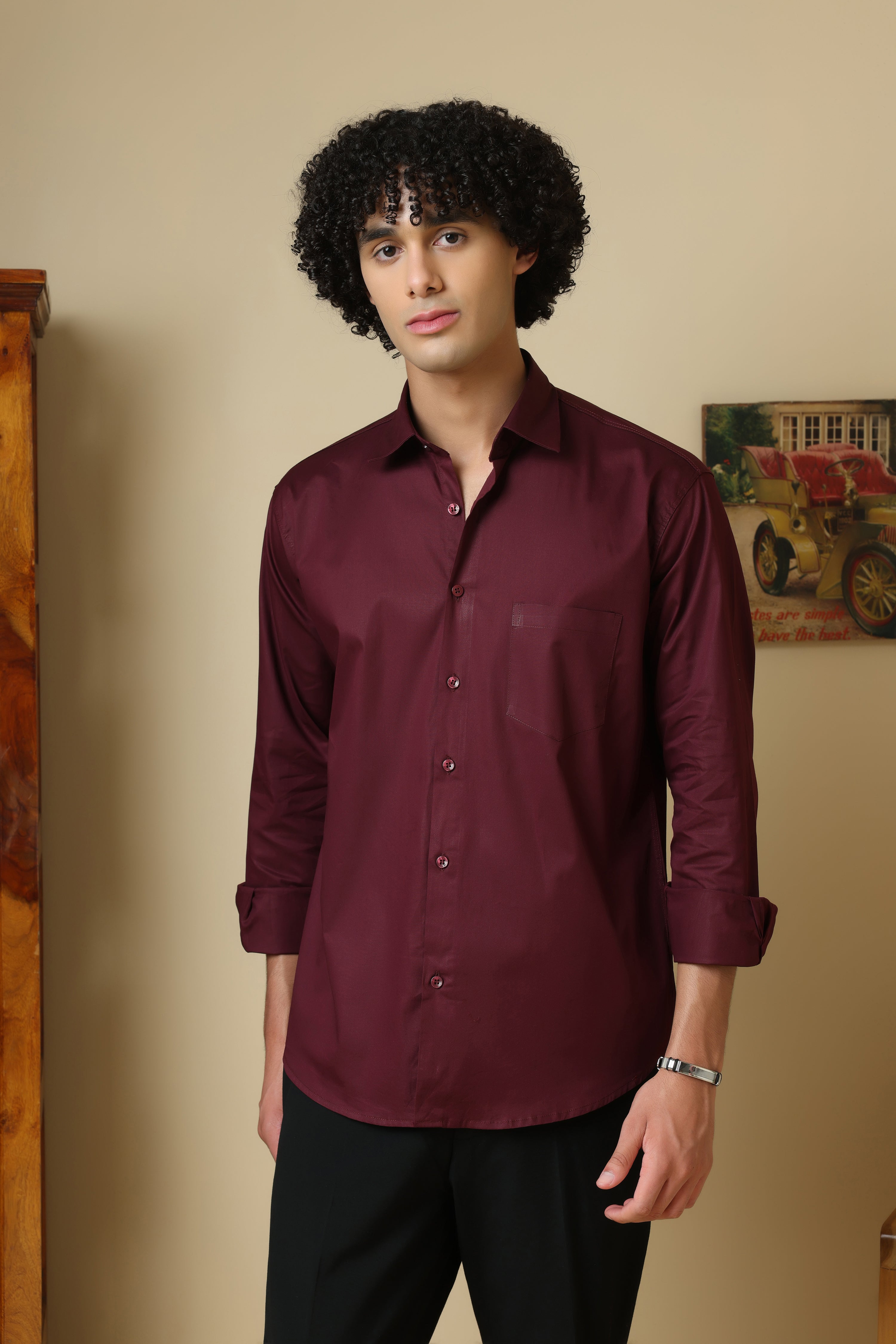 FORMAL WINE SOLID SHIRT FOR MEN