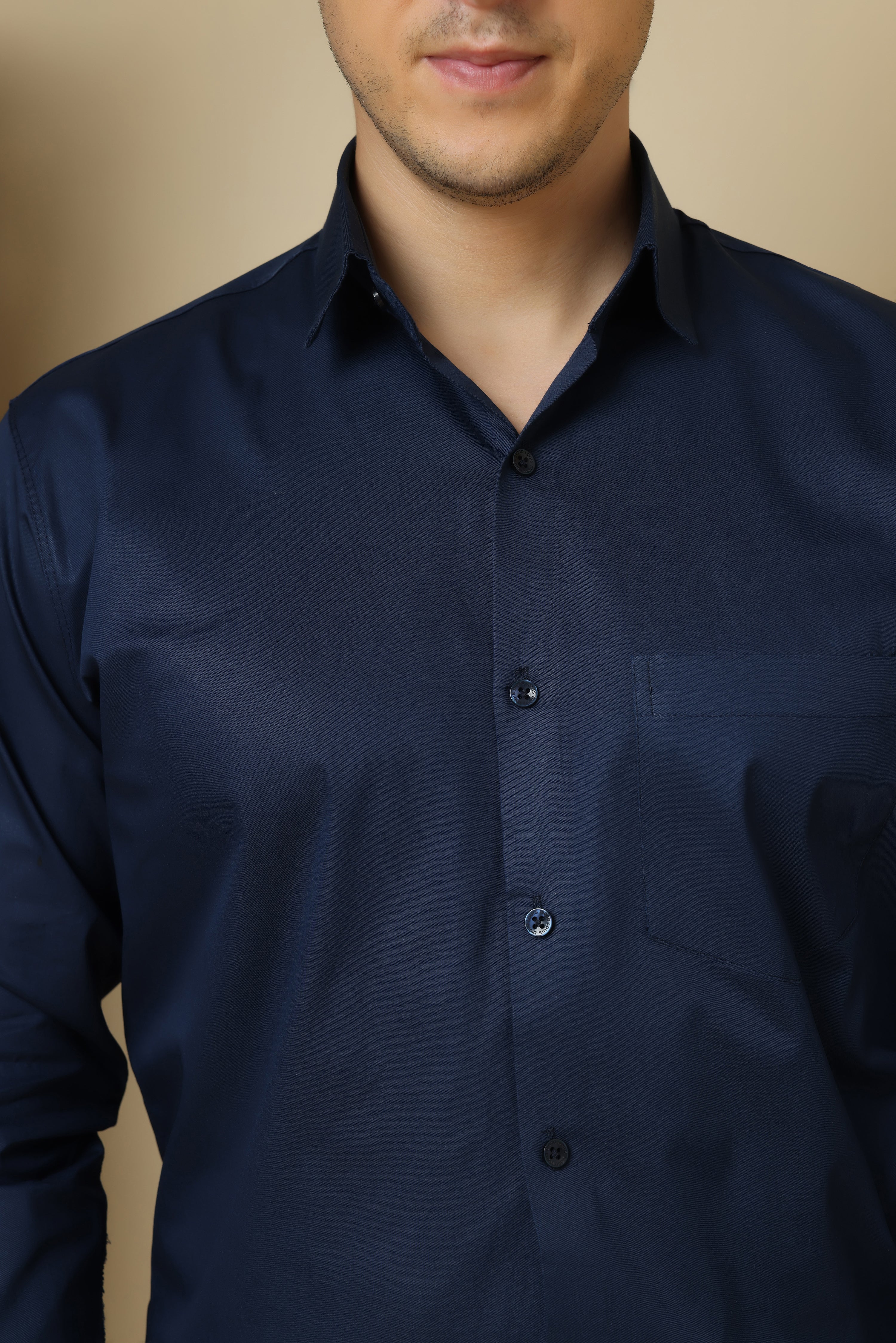 FORMAL navy blue solid shirt for men