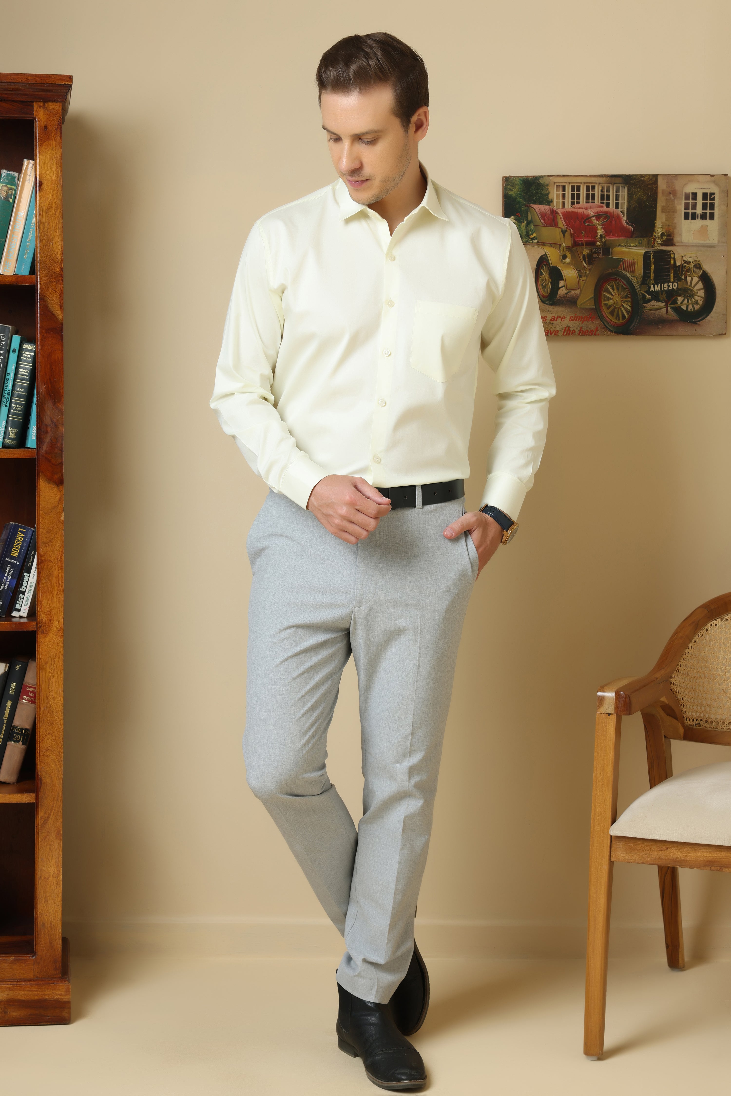 FORMAL light lemon solid shirt for men