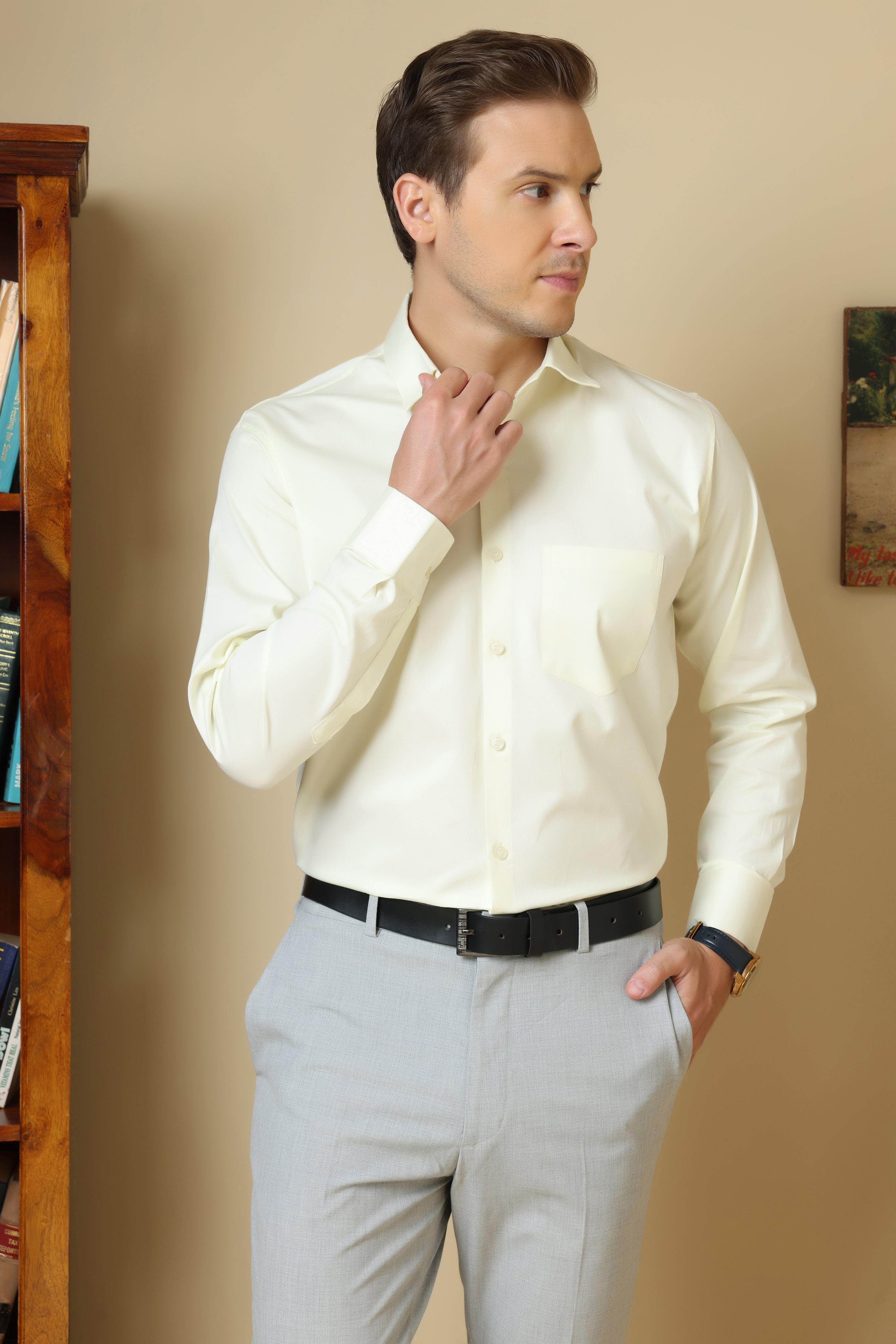 FORMAL light lemon solid shirt for men