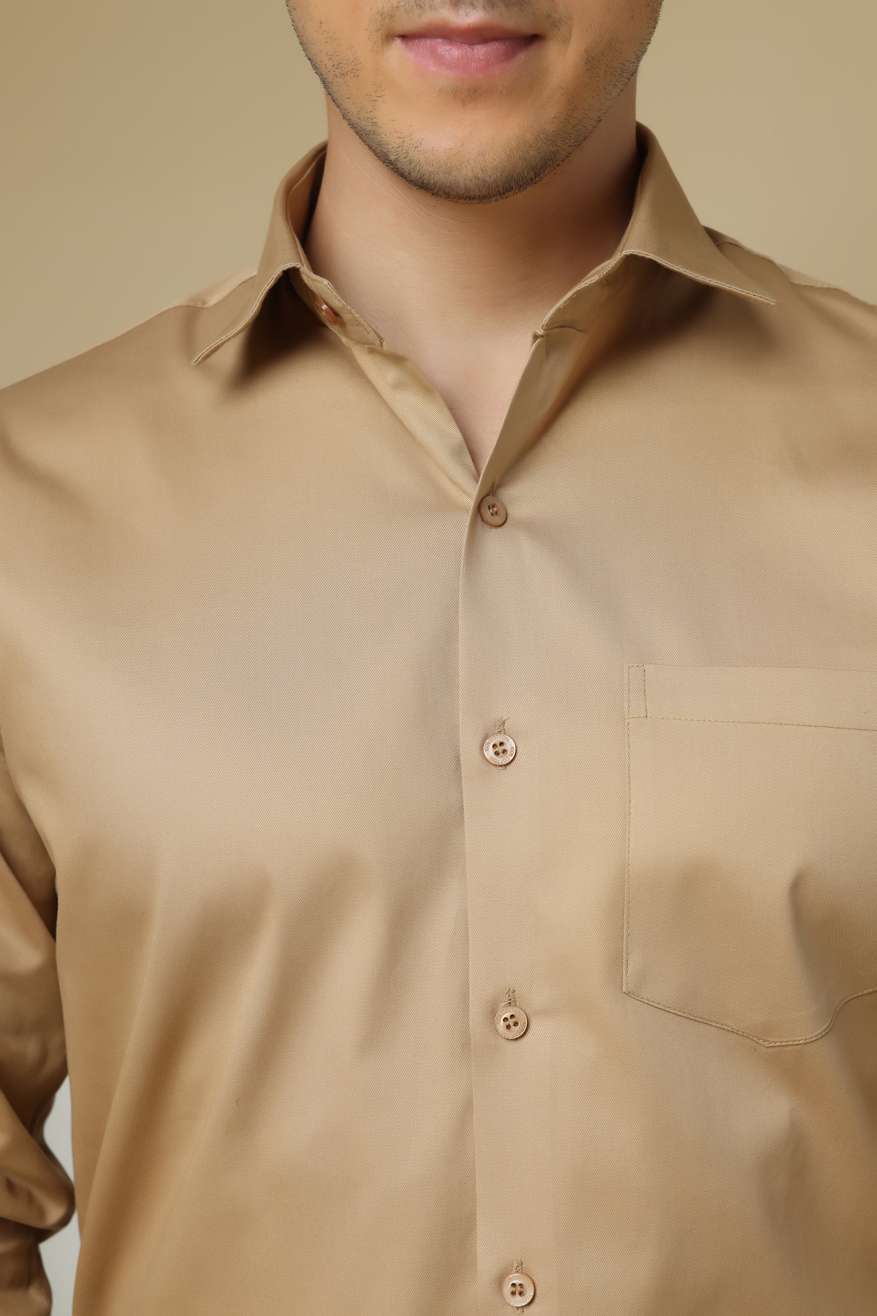 FORMAL beige solid shirt for men