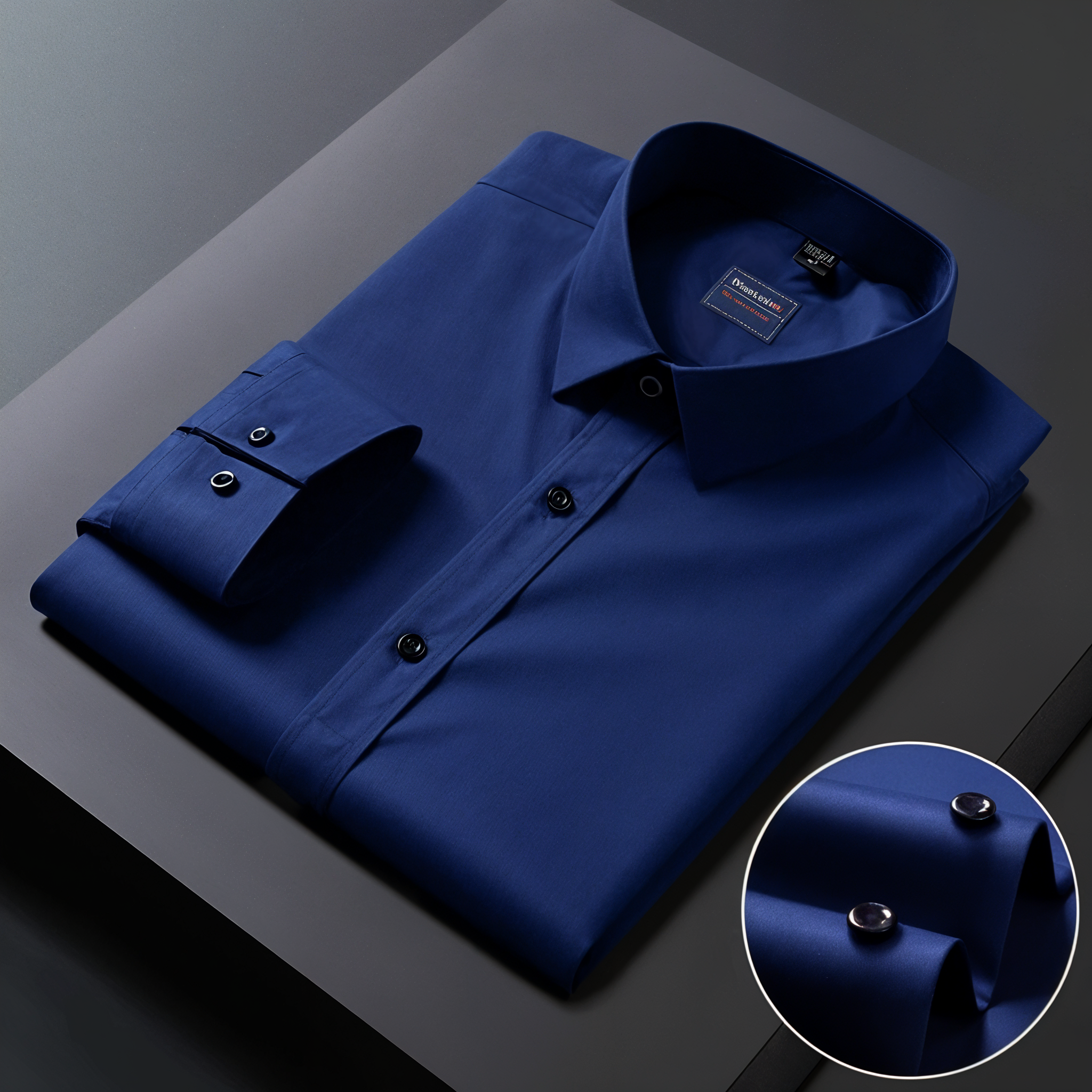 navy blue solid casual shirt